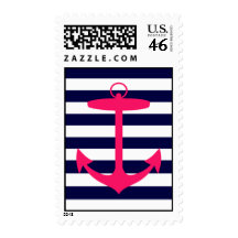Pink Anchor Silhouette Postage Stamps