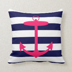 Pink Anchor Silhouette Throw Pillow