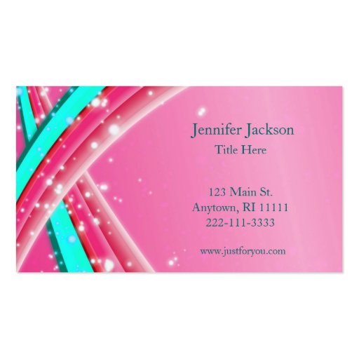 Pink and Aqua Abstract Business Cards (front side)