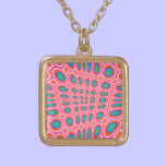 Pink and Aqua Abstract Design Necklace necklaces