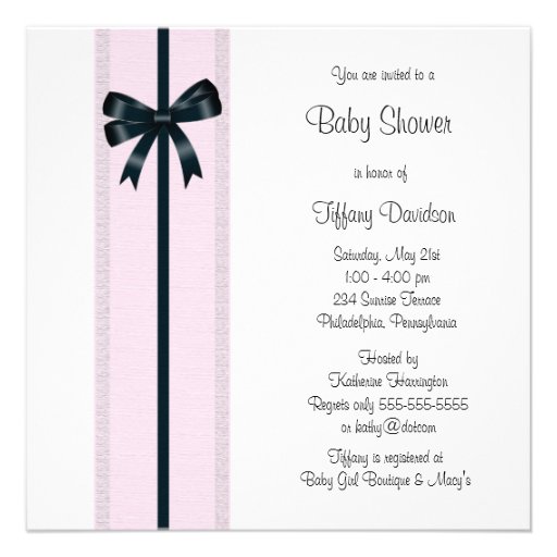 Pink and Black Baby Shoes Shower Invitations