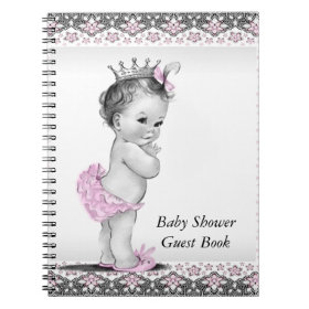 Pink and Black Baby Shower Guest Book Notebook