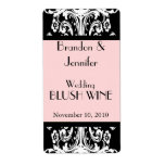 Pink and Black Baroque Wedding Mini Wine Labels