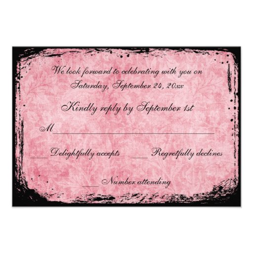 Pink and Black Birdcage Lovebirds Reply Card Personalized Invitation