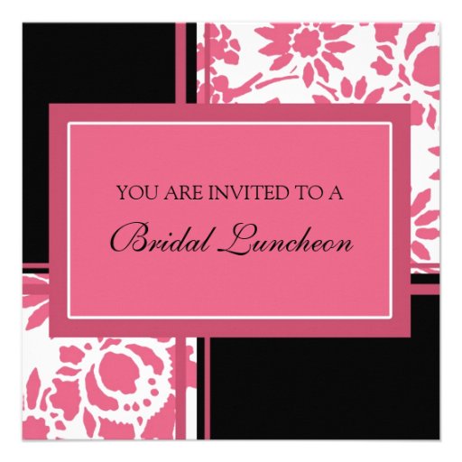 Pink and Black Bridal Luncheon Invitation Cards