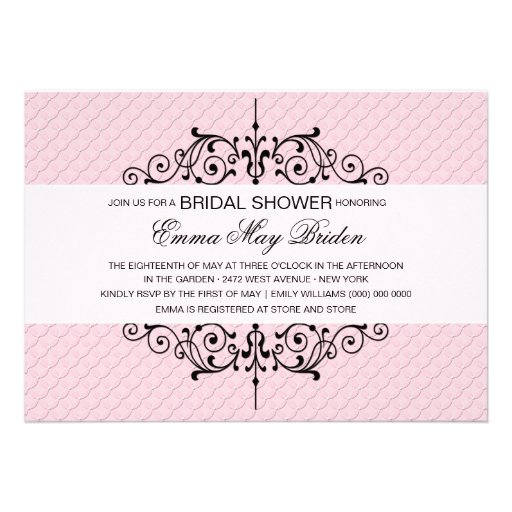 Pink And Black Bridal Shower Custom Invitations