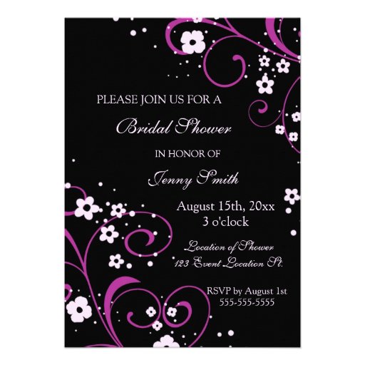 Pink and Black Bridal Shower Invitation Cards