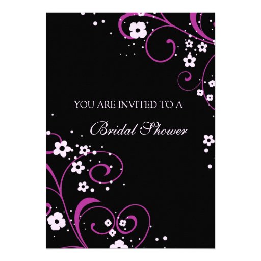 Pink and Black Bridal Shower Invitation Cards