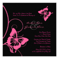 Pink and Black Butterfly Wedding Invitation