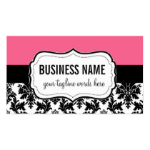 Pink and Black Card with Damask business cards