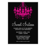 Pink and Black Chandelier Sweet Sixteen Birthday Invites