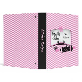 Pink and Black Checked Recipe Binder
