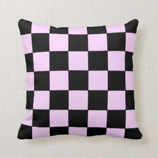 Pink and Black Checkered Flag Pillow by RT Stone