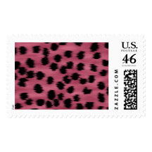 Pink and Black Cheetah Print Pattern. Postage Stamp