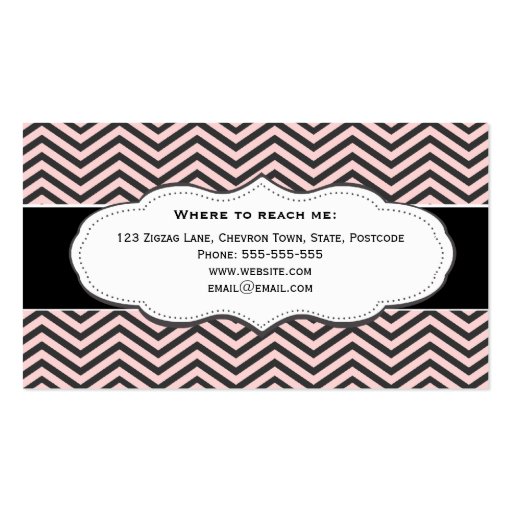 Pink and Black Chevron Classy Business Cards (back side)