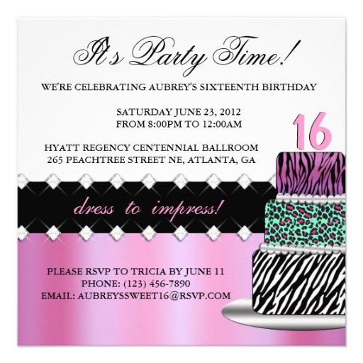 Pink and Black Chic Cake Photo Invitation
