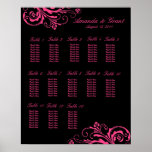 Pink and Black Chic Flourish Seating Chart Print