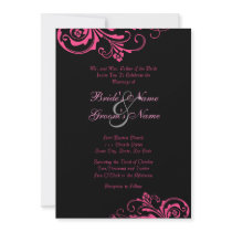 Pink and Black Chic Wedding Invitation