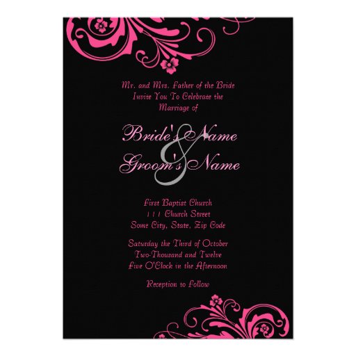 Pink and Black Chic Wedding Invitation