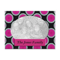 pink and black circle photo frame postcards by DonnasPhotoFrames pink and black circle photo frame postcards
