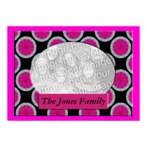 pink and black circle photo frame posters