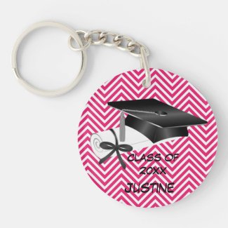 Pink and Black Class Of Graduation Keychain