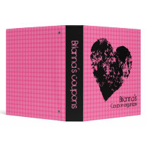 Pink and black coupon binder with grunge heart