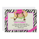 Pink and black cowgirl brithday party invitation