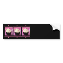 Pink and Black Cupcake Business Products bumper stickers