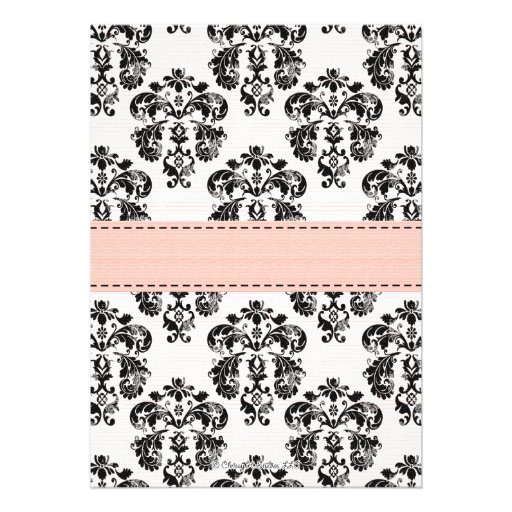 Pink and Black Damask Baby Shower Invitations