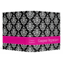 Pink and Black Damask Coupon Organizer 3 Ring Binder