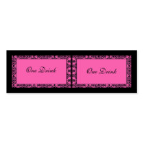 Pink and Black Damask Drink Tickets Business Card Template