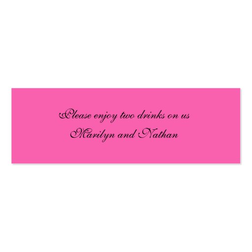 Pink and Black Damask Drink Tickets Business Card Template (back side)