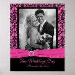 Pink and Black Damask Photo Frame Insert Print