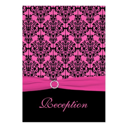 Pink and Black Damask Reception Card Business Card
