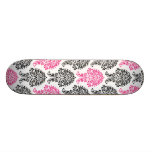 Pink and Black Damask Skate Deck