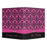 Pink and Black Damask Wedding Binder