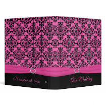 Pink and Black Damask Wedding Binder