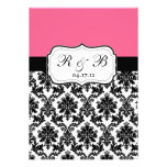 Pink and Black Damask Wedding Invite