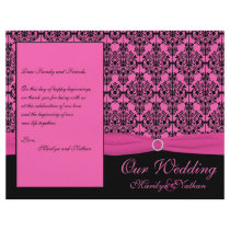 Pink and Black Damask Wedding Program Flyer