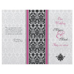 Pink and Black Damask Wedding Program Personalized Flyer