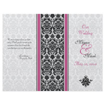 Pink and Black Damask Wedding Program Personalized Flyer
