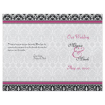 Pink and Black Damask Wedding Program Personalized Flyer