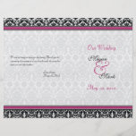 Pink and Black Damask Wedding Program Personalized Flyer