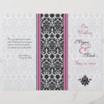 Pink and Black Damask Wedding Program Personalized Flyer