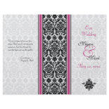 Pink and Black Damask Wedding Program Personalized Flyer