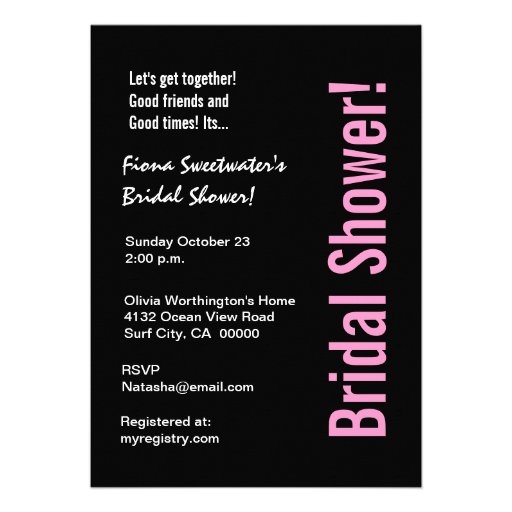 Pink and Black Design Bridal Shower Personalized Invitations