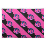 Pink and Black Diagonal Abstract placemats