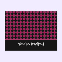 Pink and Black Diamond Invitation postcards