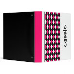 Pink and Black Diamond Personalized Back to School Vinyl Binder